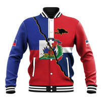 Hispaniola Personalized Baseball Jacket Dominican Republic Haiti Flag Together