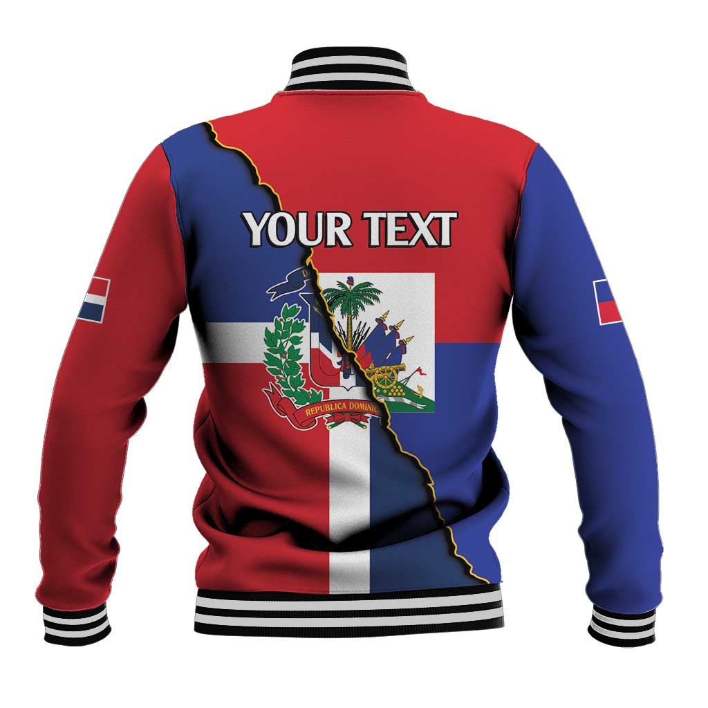 Hispaniola Personalized Baseball Jacket Dominican Republic Haiti Flag Together