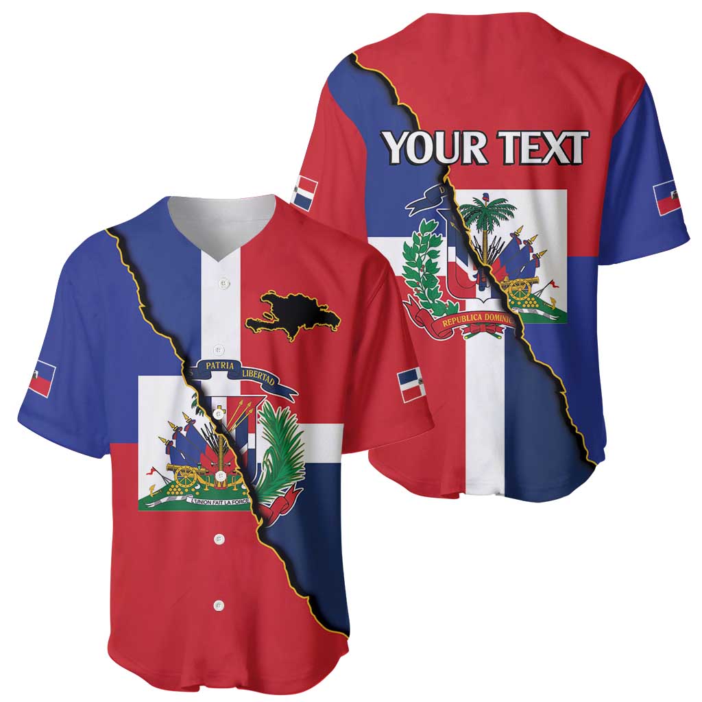 Hispaniola Personalized Baseball Jersey Dominican Republic Haiti Flag Together