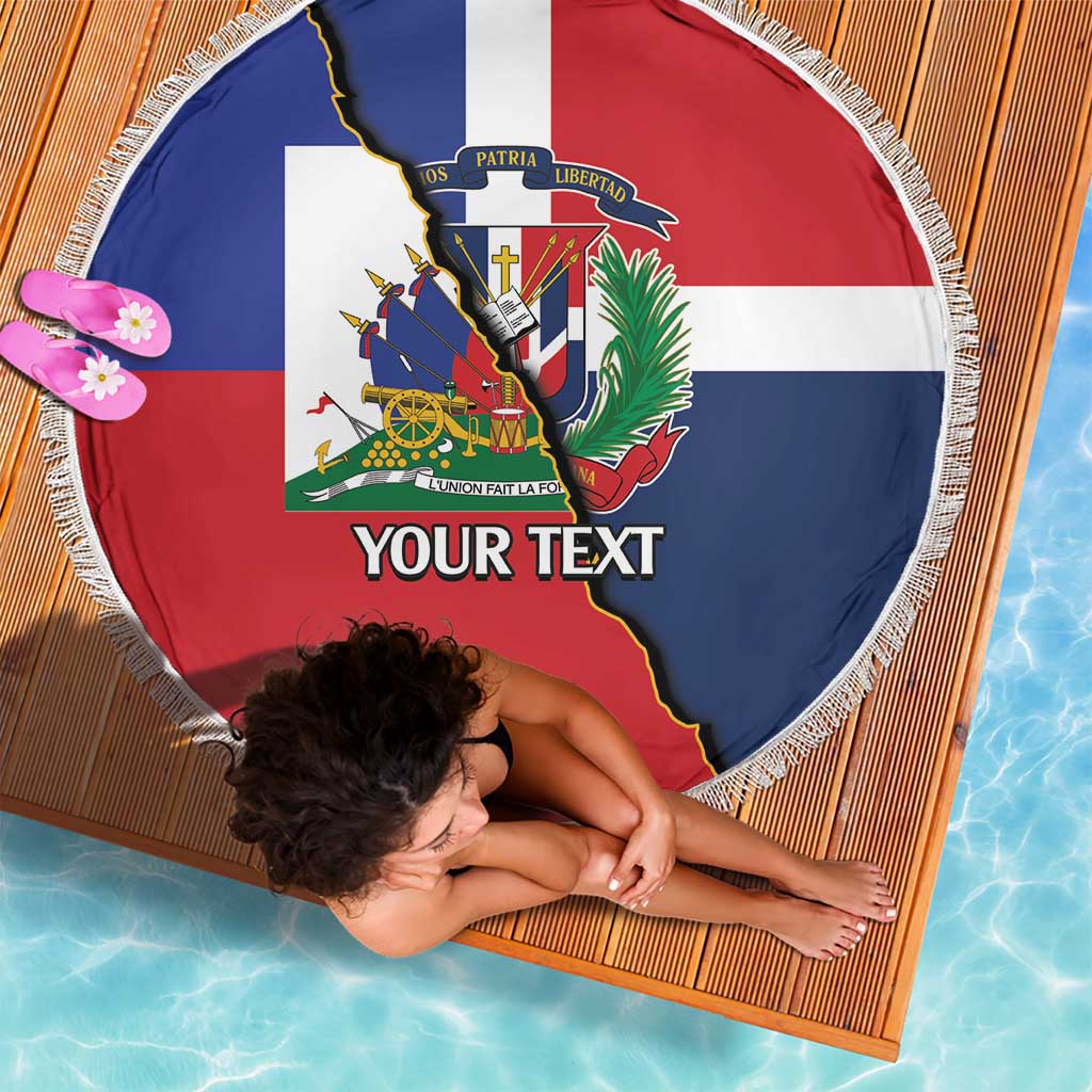 Hispaniola Personalized Beach Blanket Dominican Republic Haiti Flag Together