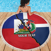 Hispaniola Personalized Beach Blanket Dominican Republic Haiti Flag Together