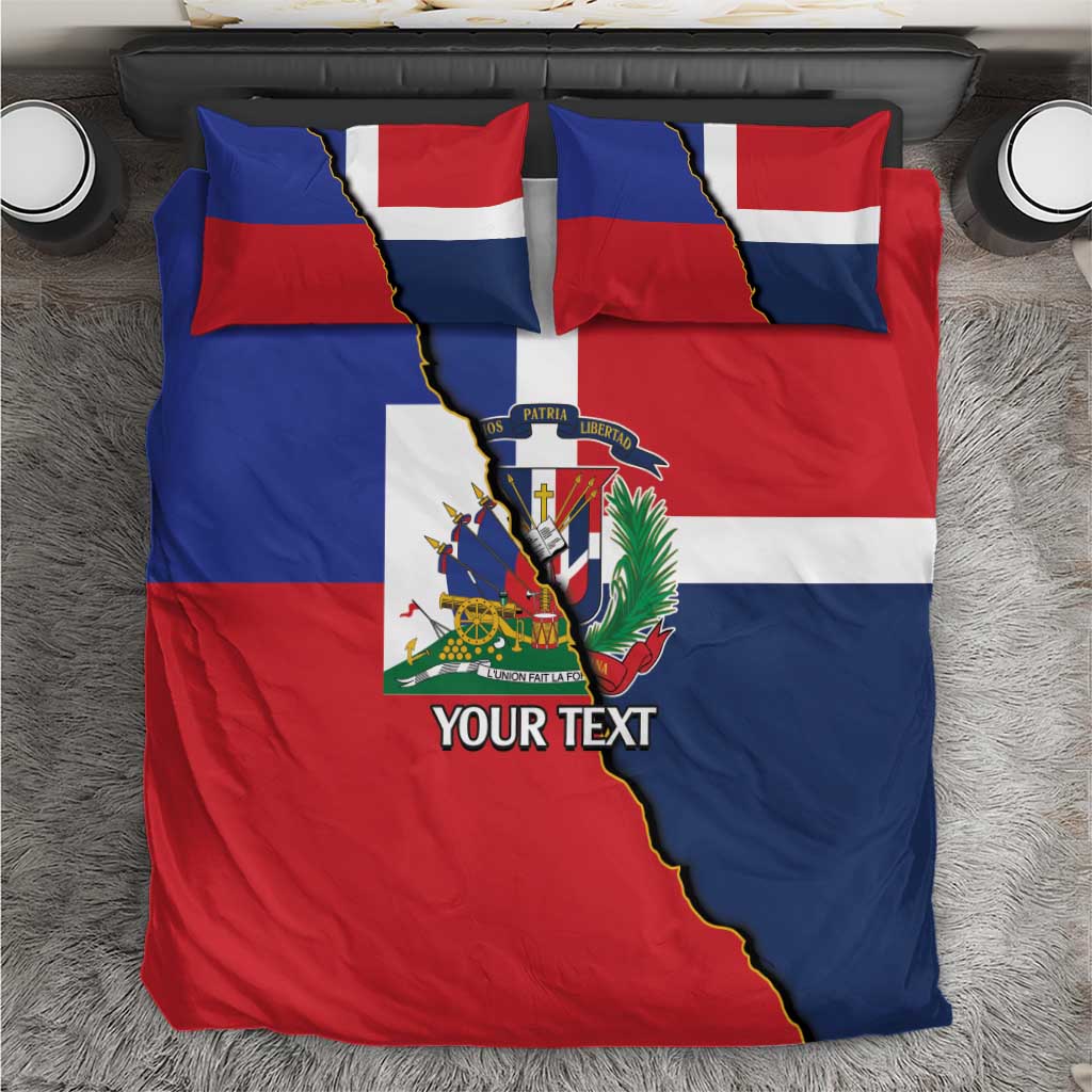 Hispaniola Personalized Bedding Set Dominican Republic Haiti Flag Together