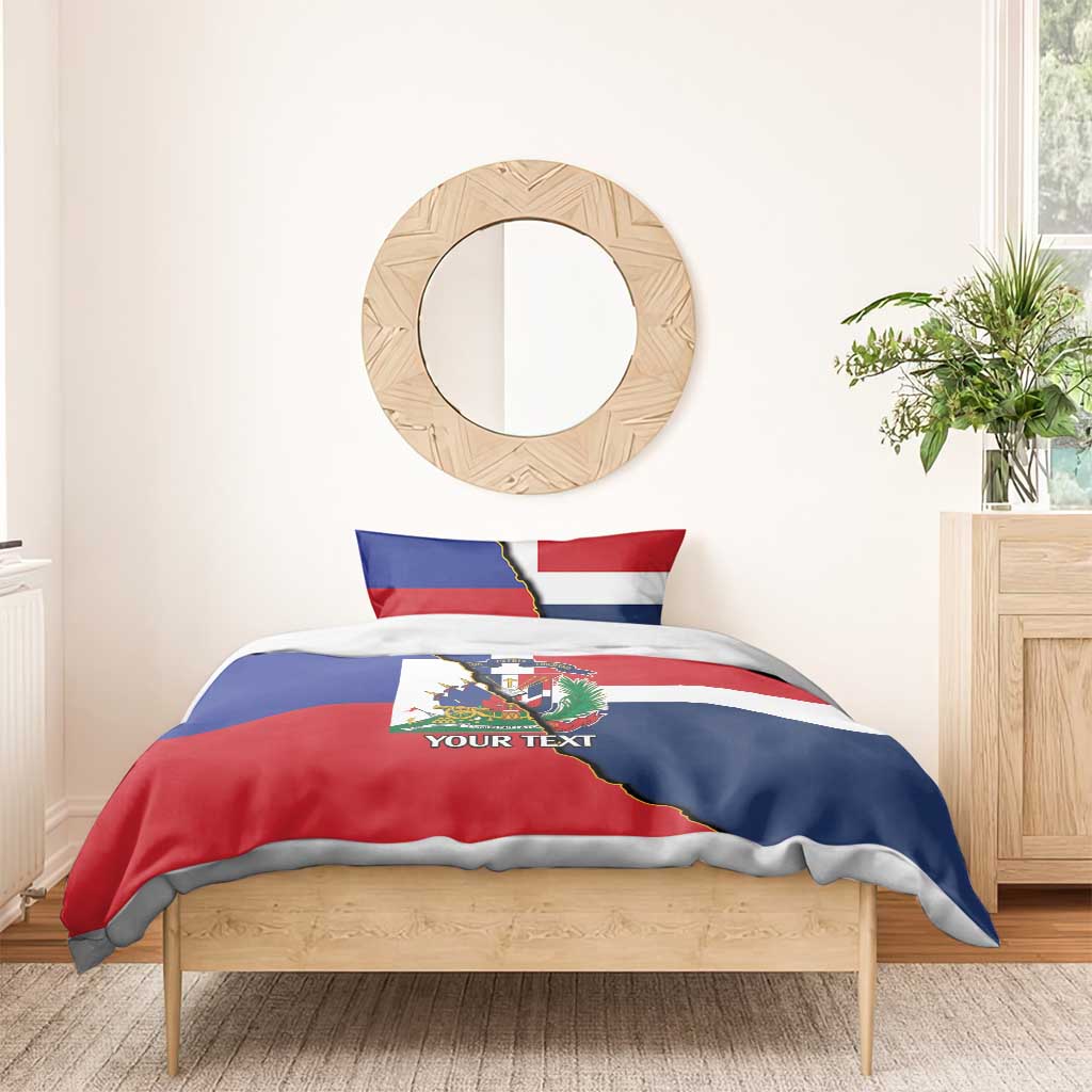 Hispaniola Personalized Bedding Set Dominican Republic Haiti Flag Together