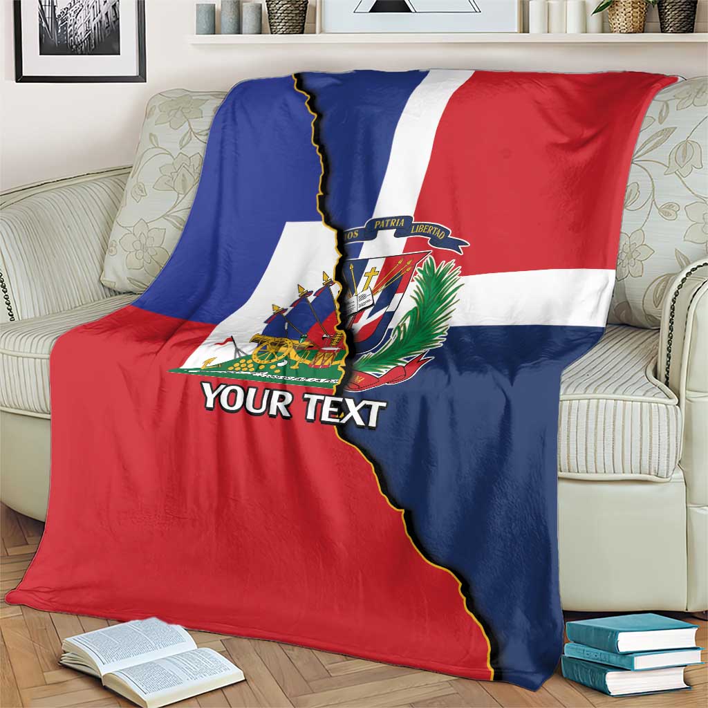 Hispaniola Personalized Blanket Dominican Republic Haiti Flag Together