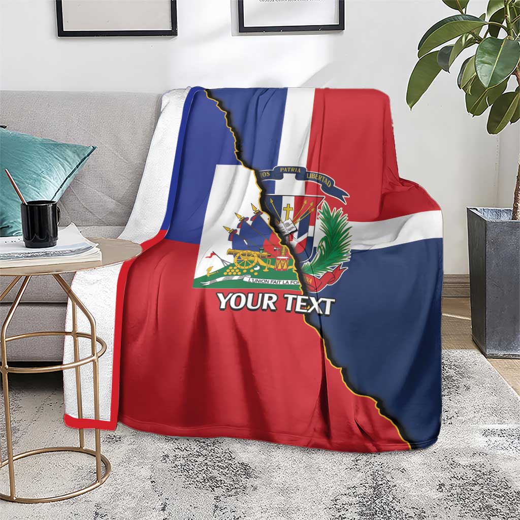 Hispaniola Personalized Blanket Dominican Republic Haiti Flag Together