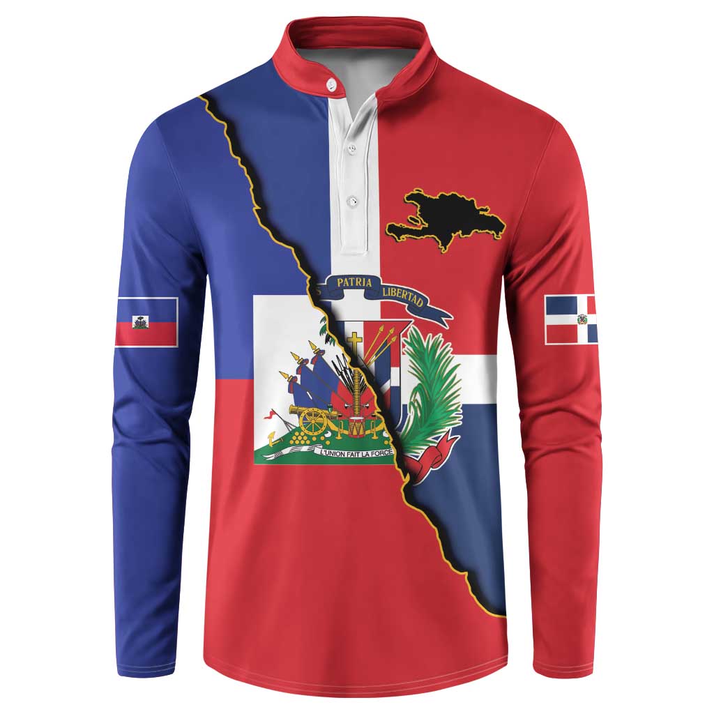 Hispaniola Personalized Button Sweatshirt Dominican Republic Haiti Flag Together
