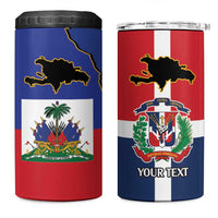 Hispaniola Personalized 4 in 1 Can Cooler Tumbler Dominican Republic Haiti Flag Together