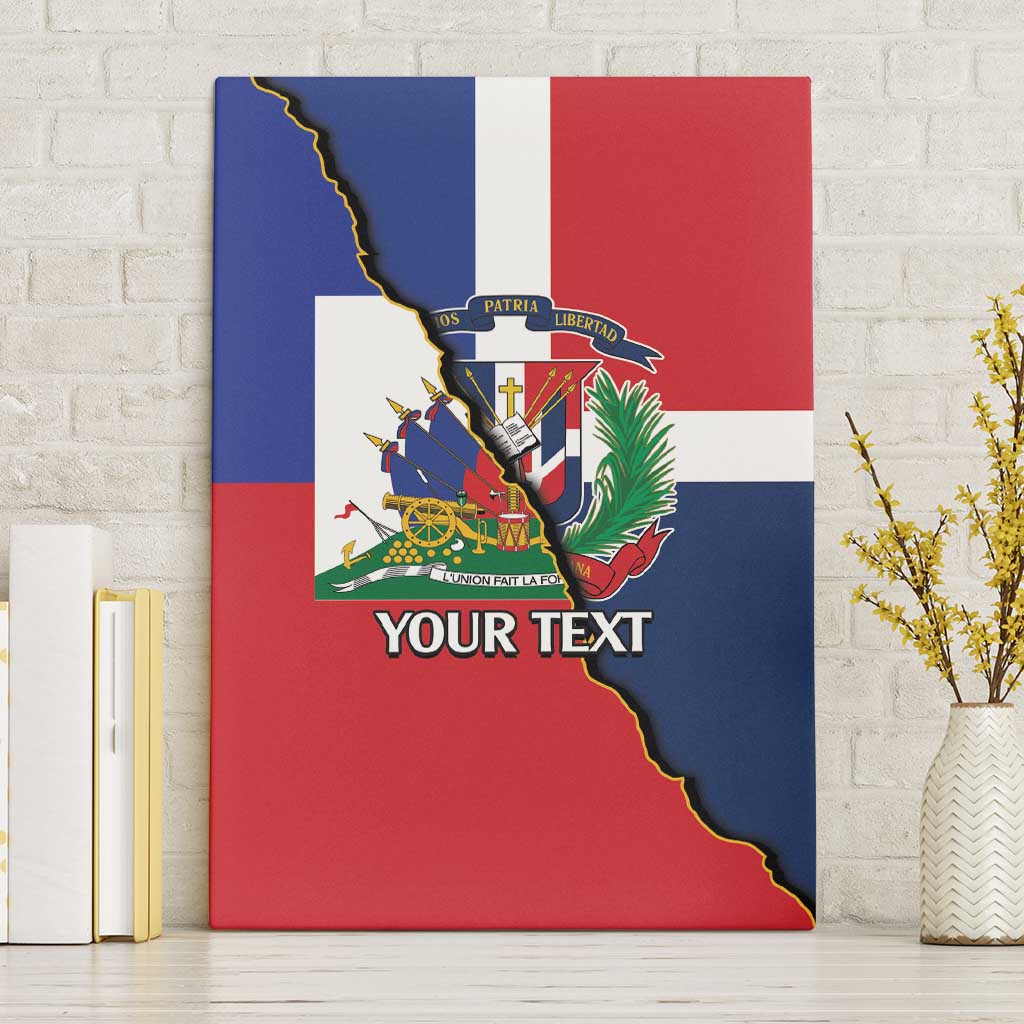 Hispaniola Personalized Canvas Wall Art Dominican Republic Haiti Flag Together