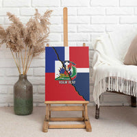Hispaniola Personalized Canvas Wall Art Dominican Republic Haiti Flag Together