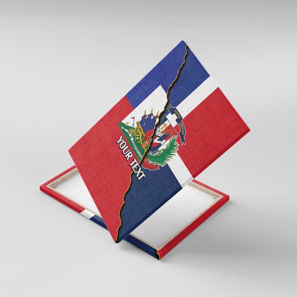 Hispaniola Personalized Canvas Wall Art Dominican Republic Haiti Flag Together