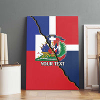 Hispaniola Personalized Canvas Wall Art Dominican Republic Haiti Flag Together