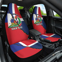 Hispaniola Personalized Car Seat Cover Dominican Republic Haiti Flag Together