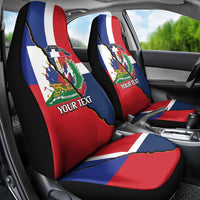 Hispaniola Personalized Car Seat Cover Dominican Republic Haiti Flag Together