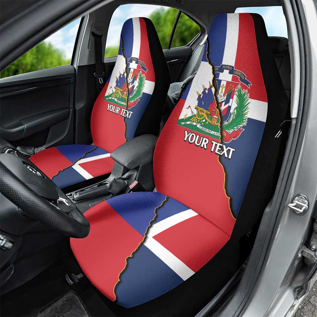 Hispaniola Personalized Car Seat Cover Dominican Republic Haiti Flag Together