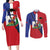 Hispaniola Personalized Couples Matching Long Sleeve Bodycon Dress and Long Sleeve Button Shirt Dominican Republic Haiti Flag Together