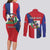 Hispaniola Personalized Couples Matching Long Sleeve Bodycon Dress and Long Sleeve Button Shirt Dominican Republic Haiti Flag Together