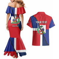 Hispaniola Personalized Couples Matching Mermaid Dress and Hawaiian Shirt Dominican Republic Haiti Flag Together