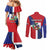 Hispaniola Personalized Couples Matching Mermaid Dress and Long Sleeve Button Shirt Dominican Republic Haiti Flag Together