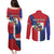 Hispaniola Personalized Couples Matching Puletasi and Long Sleeve Button Shirt Dominican Republic Haiti Flag Together