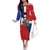 Hispaniola Personalized Family Matching Off The Shoulder Long Sleeve Dress and Hawaiian Shirt Dominican Republic Haiti Flag Together