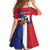 Hispaniola Personalized Family Matching Off Shoulder Maxi Dress and Hawaiian Shirt Dominican Republic Haiti Flag Together