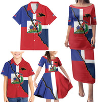 Hispaniola Personalized Family Matching Puletasi and Hawaiian Shirt Dominican Republic Haiti Flag Together