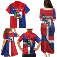 Hispaniola Personalized Family Matching Puletasi and Hawaiian Shirt Dominican Republic Haiti Flag Together