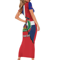 Hispaniola Personalized Family Matching Short Sleeve Bodycon Dress and Hawaiian Shirt Dominican Republic Haiti Flag Together