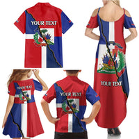 Hispaniola Personalized Family Matching Summer Maxi Dress and Hawaiian Shirt Dominican Republic Haiti Flag Together
