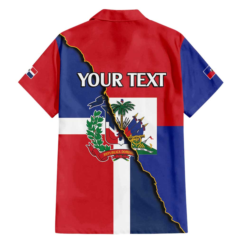 Hispaniola Personalized Family Matching Tank Maxi Dress and Hawaiian Shirt Dominican Republic Haiti Flag Together