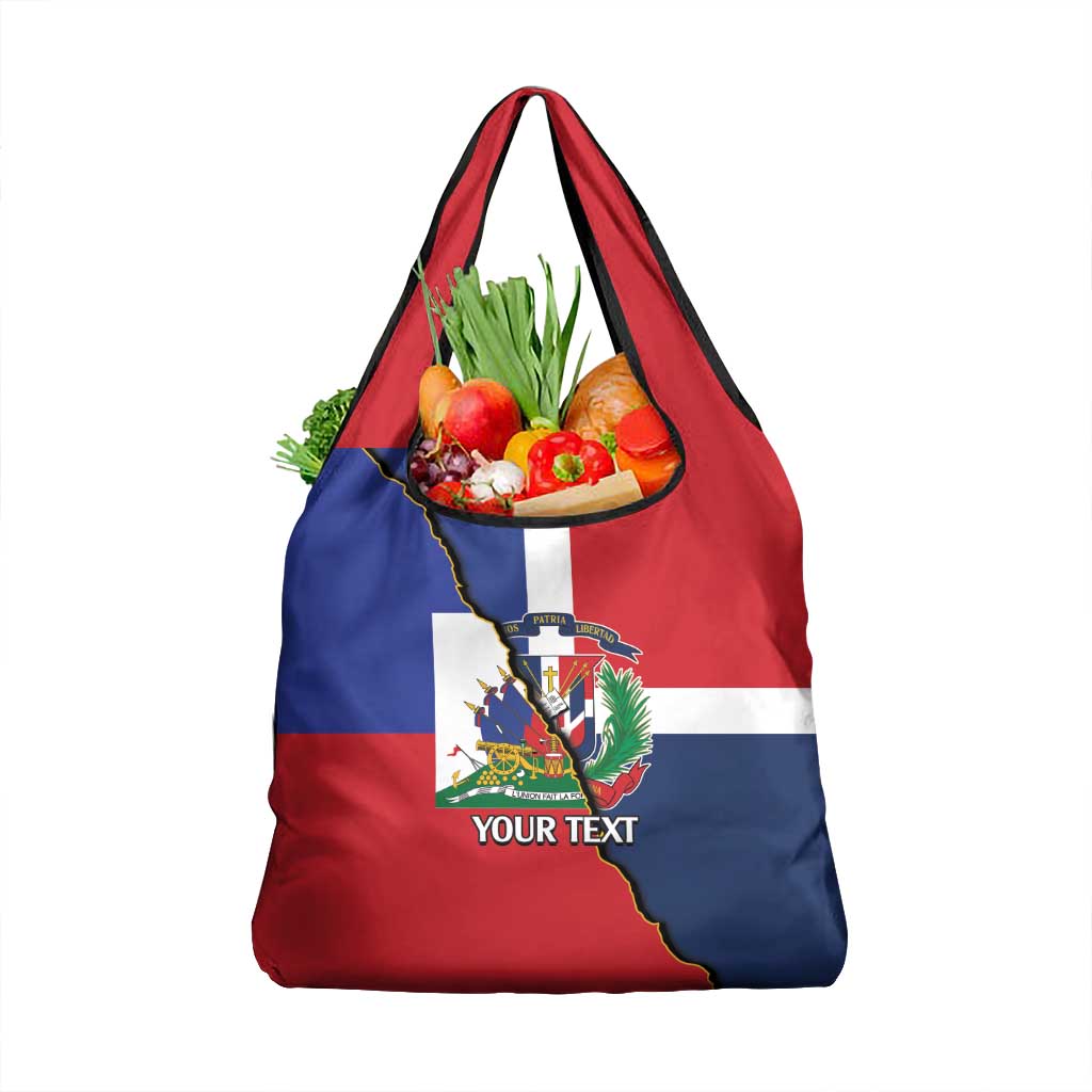 Hispaniola Personalized Grocery Bag Dominican Republic Haiti Flag Together