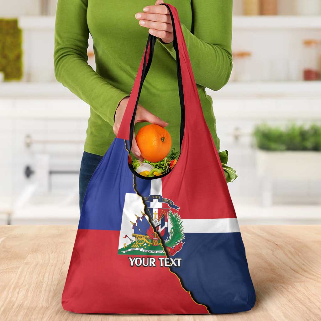 Hispaniola Personalized Grocery Bag Dominican Republic Haiti Flag Together