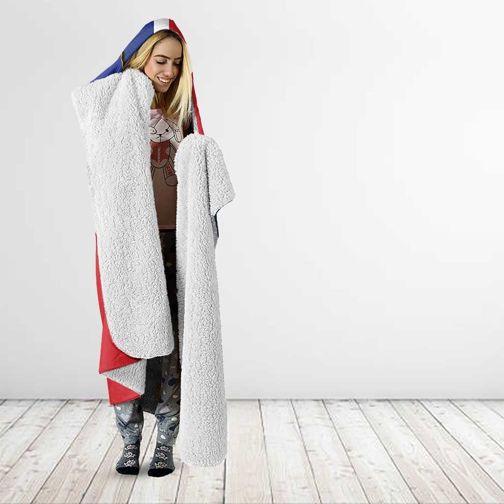 Hispaniola Personalized Hooded Blanket Dominican Republic Haiti Flag Together