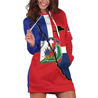 Hispaniola Personalized Hoodie Dress Dominican Republic Haiti Flag Together