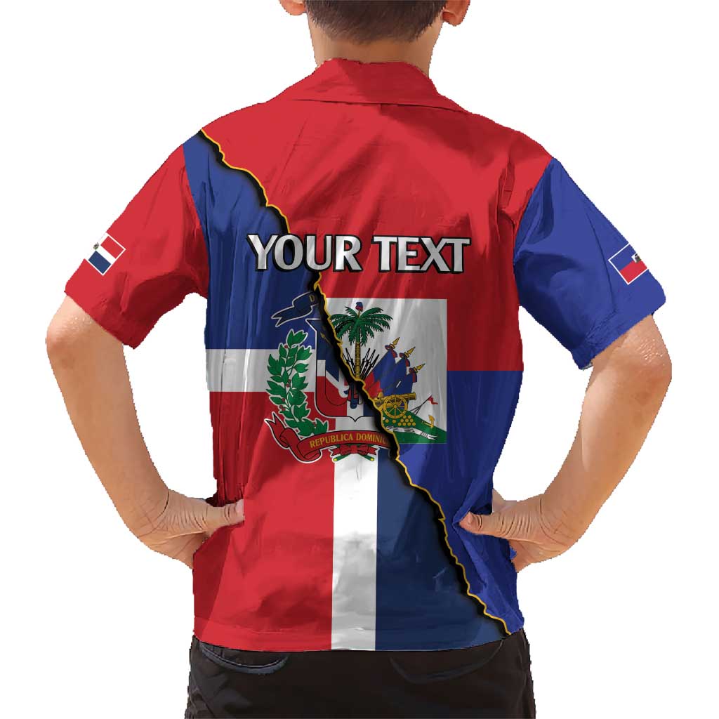 Hispaniola Personalized Kid Hawaiian Shirt Dominican Republic Haiti Flag Together
