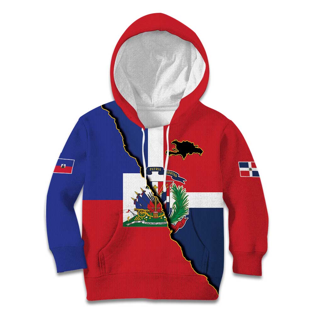 Hispaniola Personalized Kid Hoodie Dominican Republic Haiti Flag Together