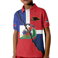 Hispaniola Personalized Kid Polo Shirt Dominican Republic Haiti Flag Together