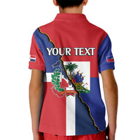 Hispaniola Personalized Kid Polo Shirt Dominican Republic Haiti Flag Together