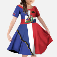 Hispaniola Personalized Kid Short Sleeve Dress Dominican Republic Haiti Flag Together