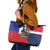 Hispaniola Personalized Leather Tote Bag Dominican Republic Haiti Flag Together