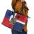 Hispaniola Personalized Leather Tote Bag Dominican Republic Haiti Flag Together