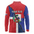 Hispaniola Personalized Long Sleeve Polo Shirt Dominican Republic Haiti Flag Together
