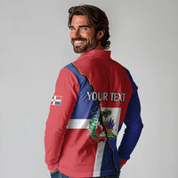 Hispaniola Personalized Long Sleeve Polo Shirt Dominican Republic Haiti Flag Together