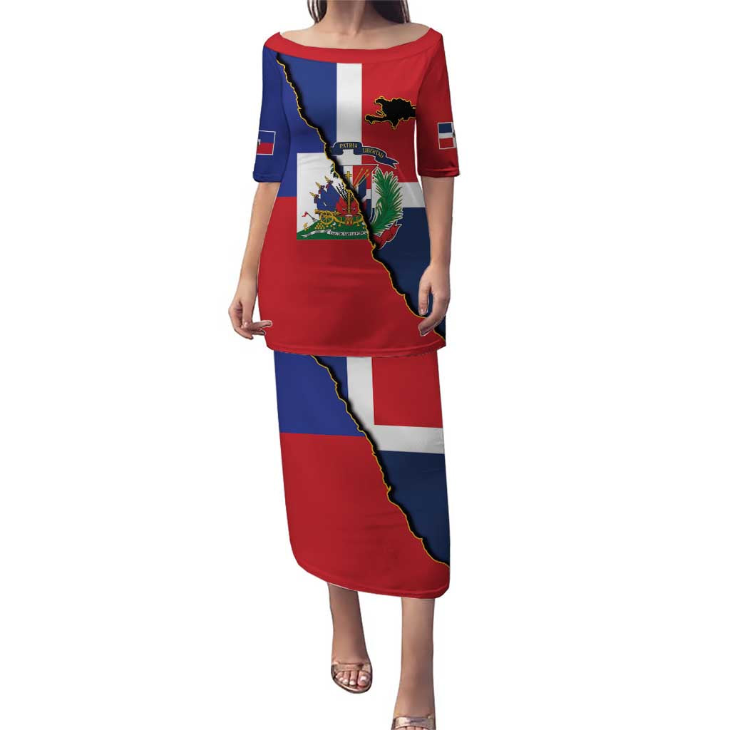 Hispaniola Personalized Puletasi Dominican Republic Haiti Flag Together