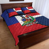 Hispaniola Personalized Quilt Bed Set Dominican Republic Haiti Flag Together