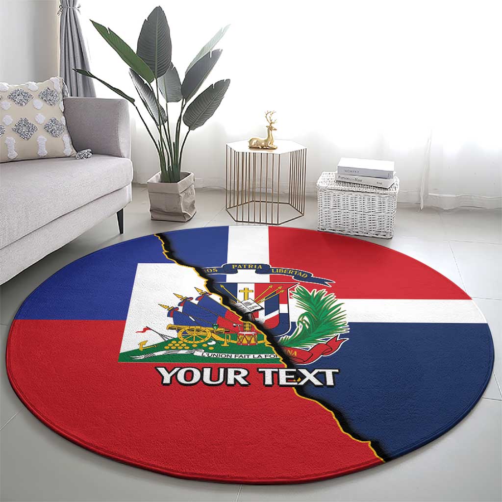 Hispaniola Personalized Round Carpet Dominican Republic Haiti Flag Together