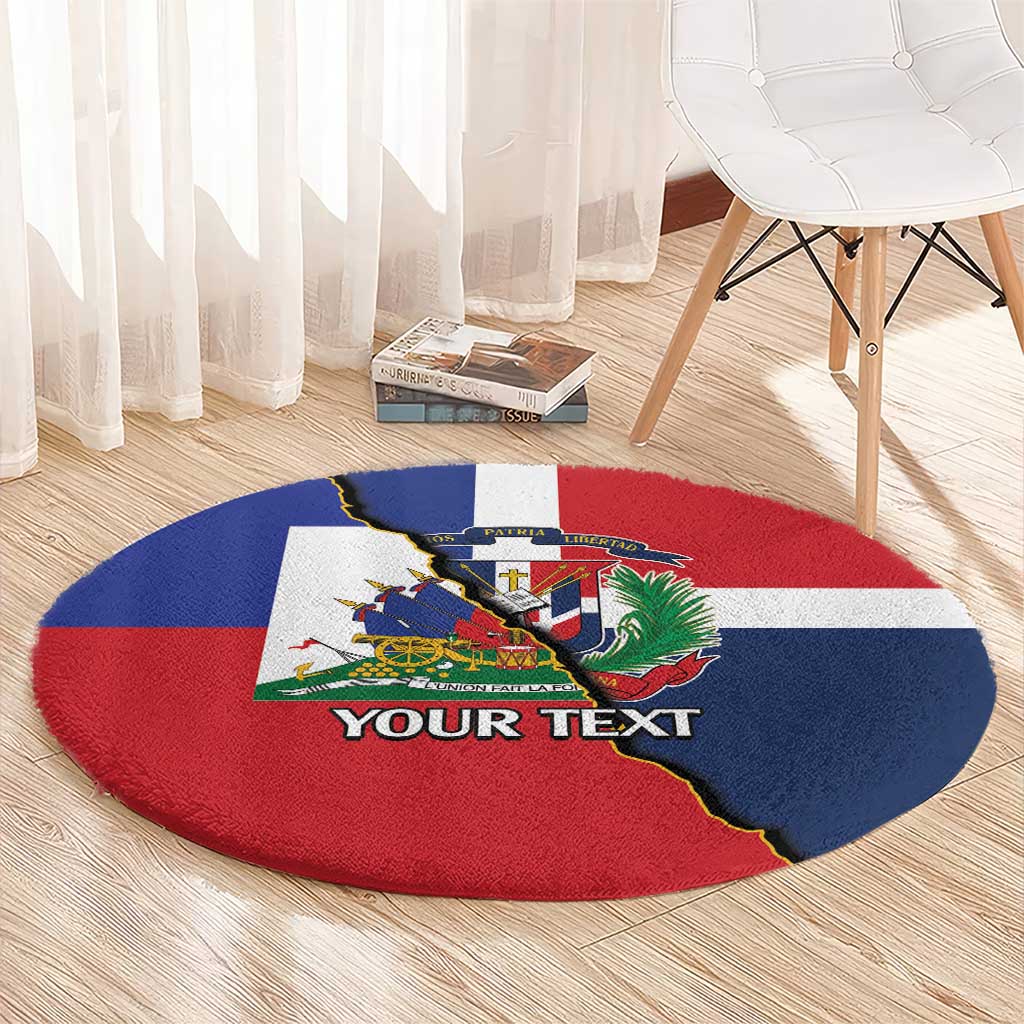 Hispaniola Personalized Round Carpet Dominican Republic Haiti Flag Together