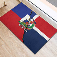 Hispaniola Personalized Rubber Doormat Dominican Republic Haiti Flag Together