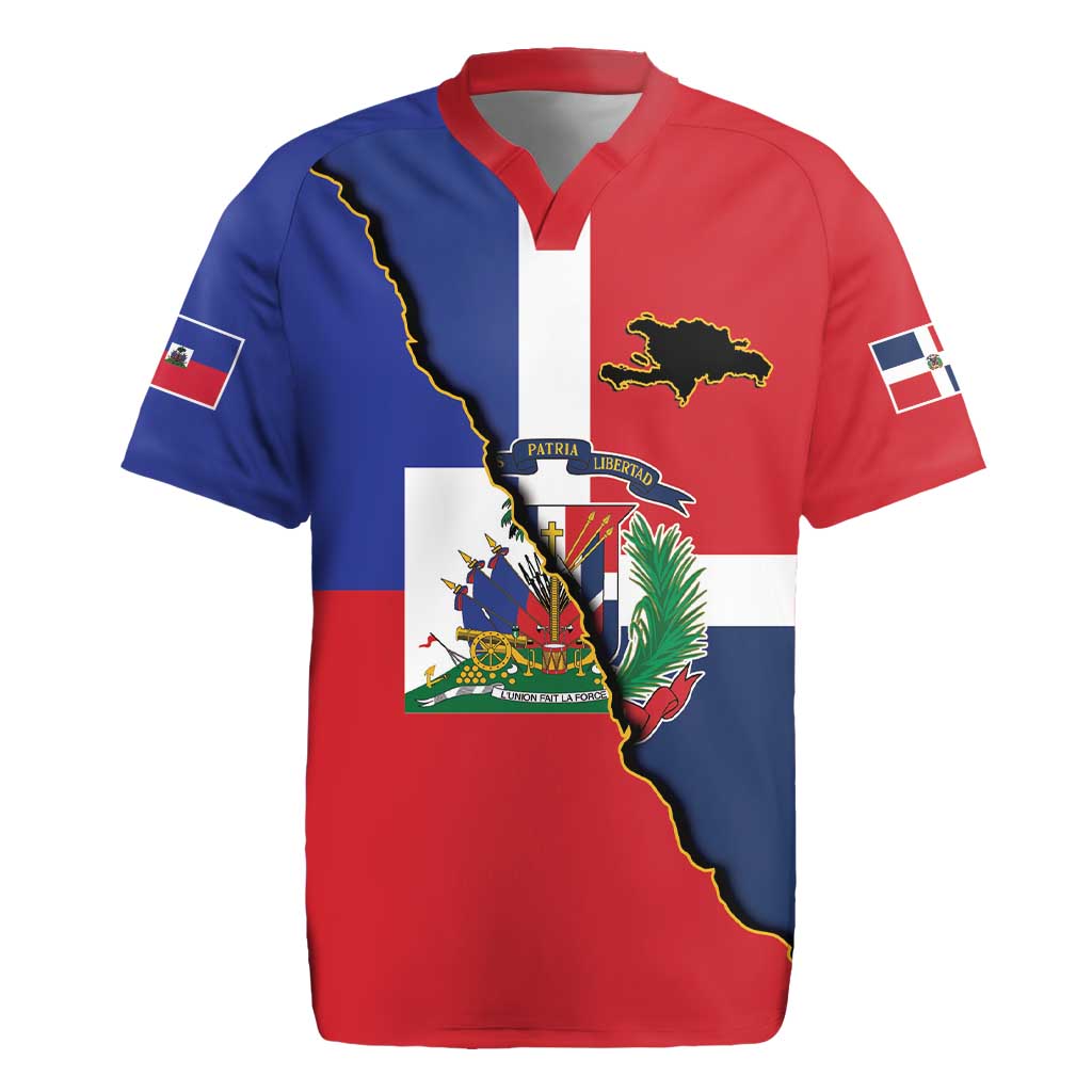 Hispaniola Personalized Rugby Jersey Dominican Republic Haiti Flag Together