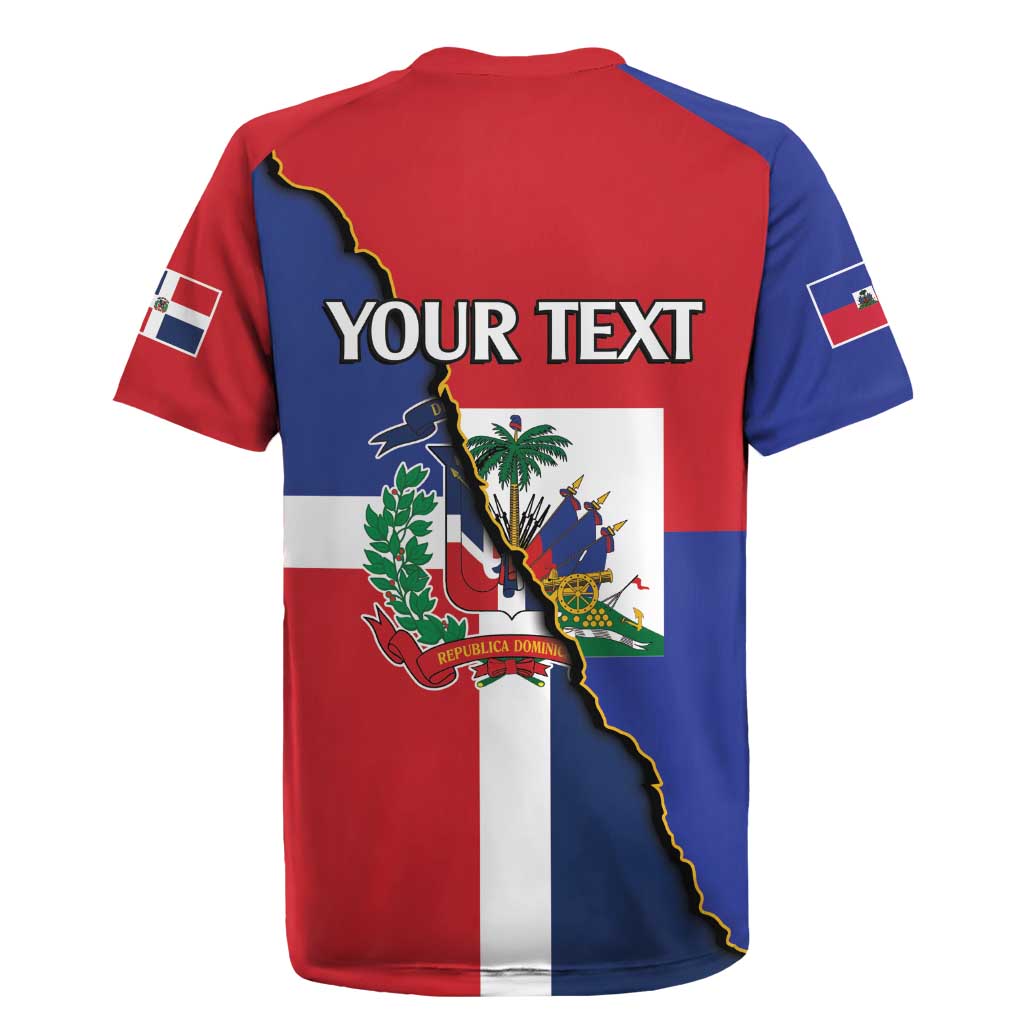 Hispaniola Personalized Rugby Jersey Dominican Republic Haiti Flag Together